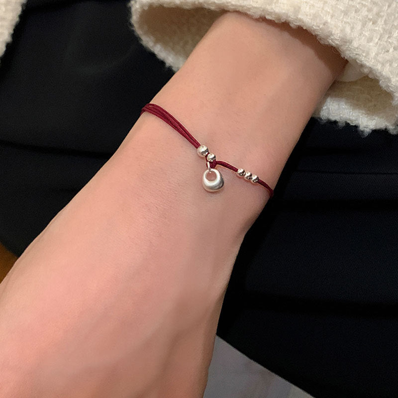 Xiaofutuo Red String Woven Bracelet for Women New Chinese Style Light Luxury Retro Hand Ring Jewelry