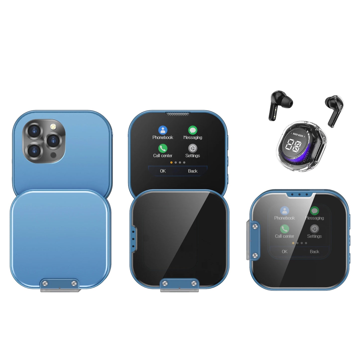 SERVO i19 Rotate Small Box Touch Mobile Phone 2SIM Standby Magic Voice Bluetooth Sync Music Torch Mini Rotation Cellphone Type-C