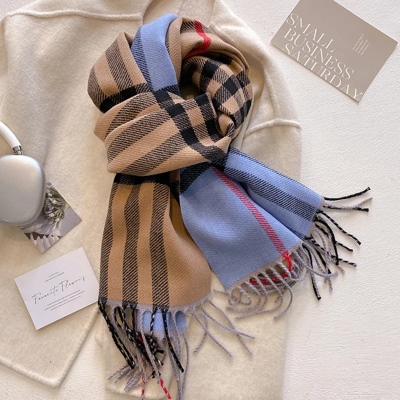 New Autumn Winter Fashion Cashmere Plaid Design Scarf Men Women Warm Thickening Shawl Neckerchief Scarves Bufanda Tassel 2024