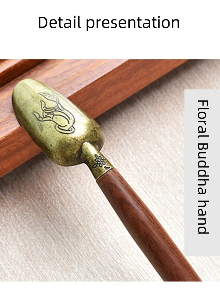 1pcs Tea Spoon Ebony Teaspoon Solid Wood Retro Creative Tea Shovel KongFu Tea Ceremony Accessories Gift