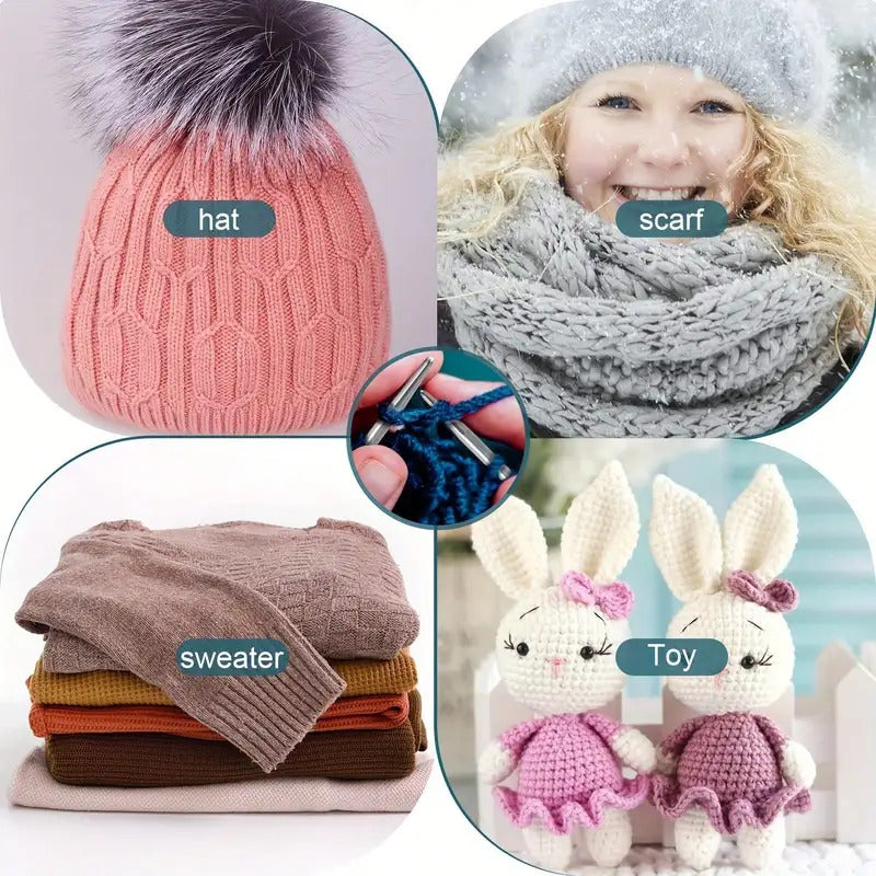 Professional 8pcs Stainless Steel Knitting Needles Set - Versatile, Smooth, Comfort-Grip, Circular Weaving Essentials