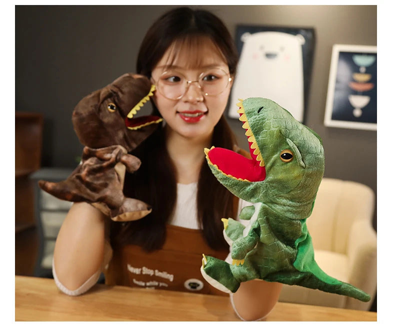 New Cute Glove Dinosaur Plush Hand Puppets Soft Stuffed Cartoon Telling Learning Funny Accompany Toy Baby Birthday Gift