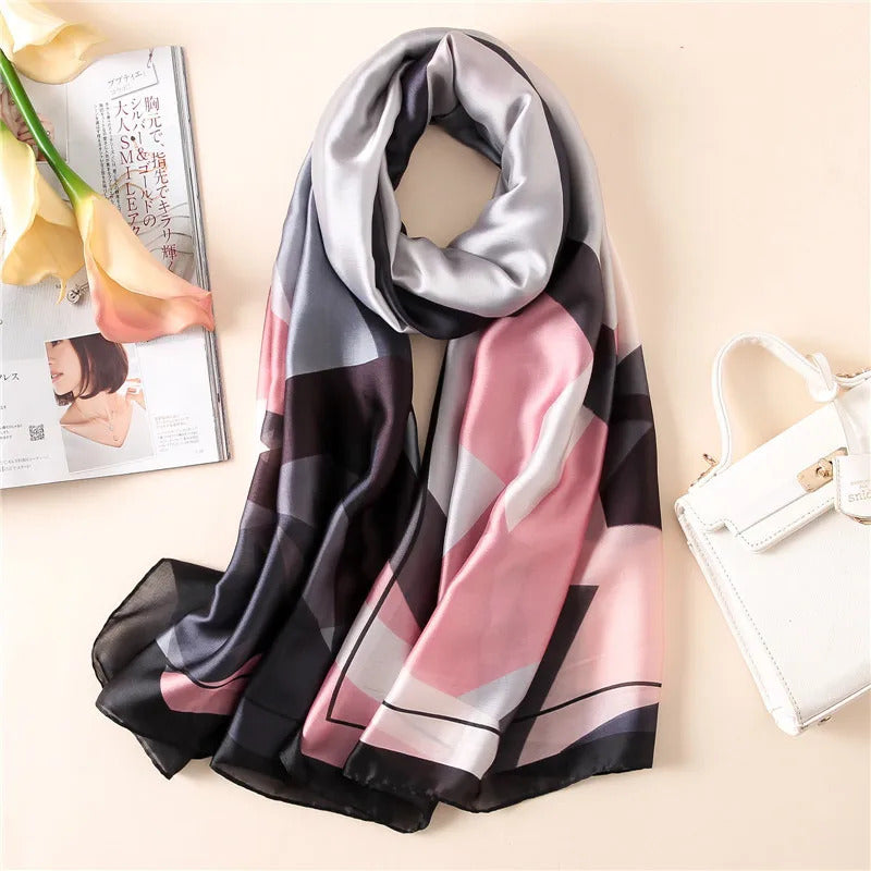 Spring Scarf Women's Luxury Design Polyester Material Smooth Scarf Soft Shawl Beach