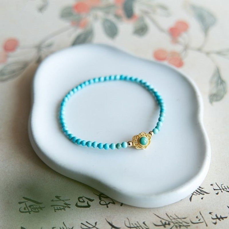 Turquoise Baroque Freshwater Pearl Bracelet Stacked Elegant Women's Bracelet