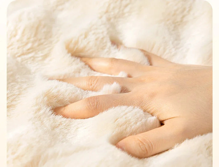 Rabbit Plush Sofa Cover Winter Thickening Warm Plush Cushions Non-Slip Living Room Leather Sofa Backrest Armrests Super Soft