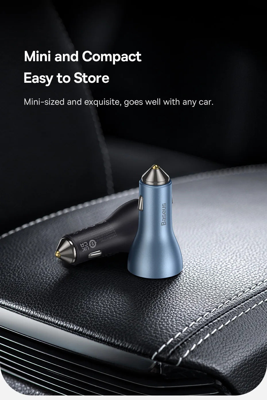 Baseus 65W Car Charger USB Type C Quick Charge 4.0 QC 3.0 PD Fast Charging For iPhone 13 Xiaomi Samsung Huawei USB C Car Charger