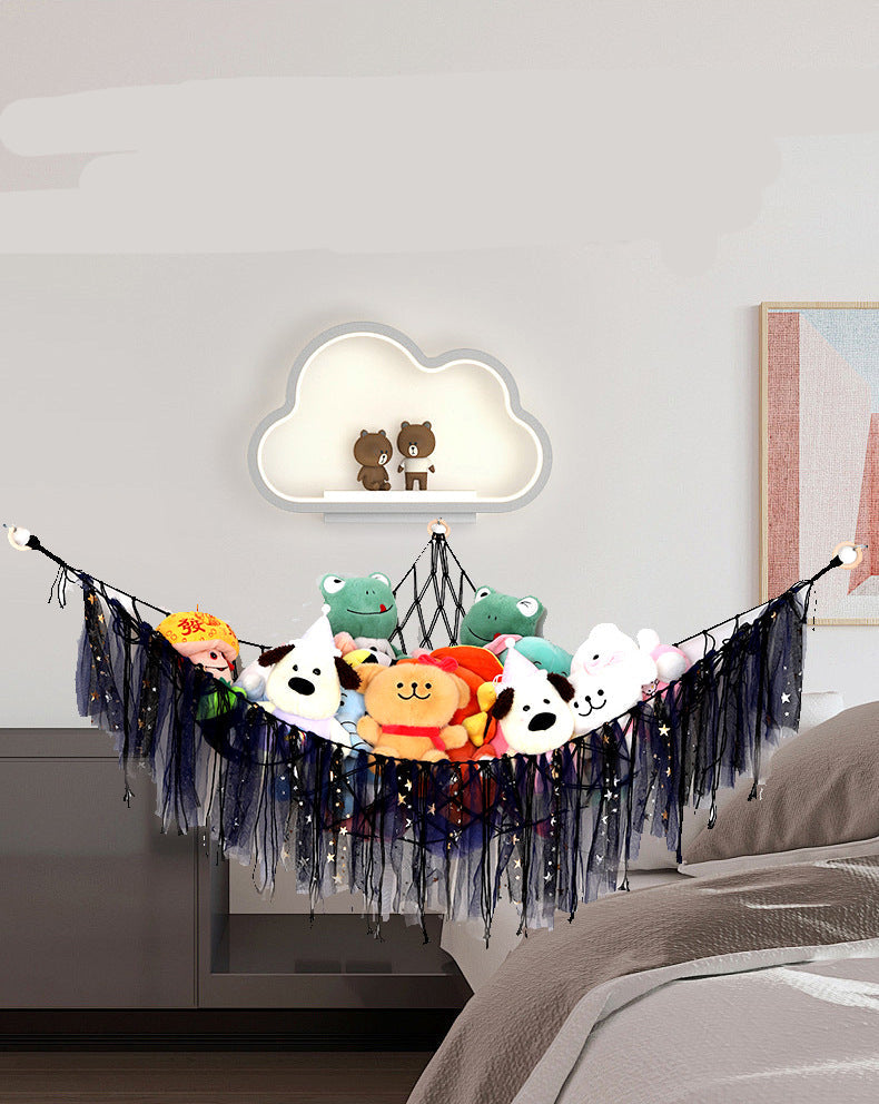 Cross-Border Ribbon Cotton String Doll Net Bag Hand-Woven Ribbon Triangle Net Bag Storage Net Bag Cotton String Wall Hanging Hammock