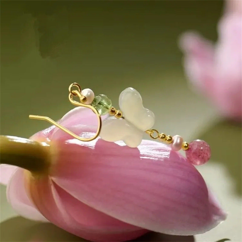 Antique Cheongsam Butterfly Earrings Hanfu Earrings Accessories Butterfly New Chinese Long Earrings Hook