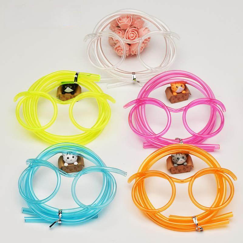 Glasses Straw Funny Lazy People Drinking Water Creative Cool Cute Drink Super Long Glasses Eye Straw