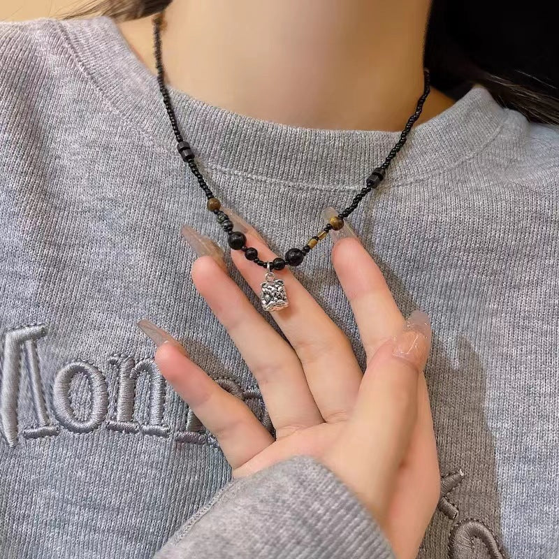 Candy-Colored Dopamine Necklace for Women All-Match Special-Interest Design Beaded Clavicle Chain Sweet Cool Hot Girl Necklace Online Influencer Jewelry