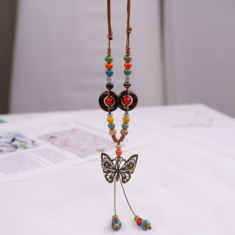 Jingdezhen Ceramic Necklace Women's Light Luxury Niche Autumn and Winter Sweater Necklace