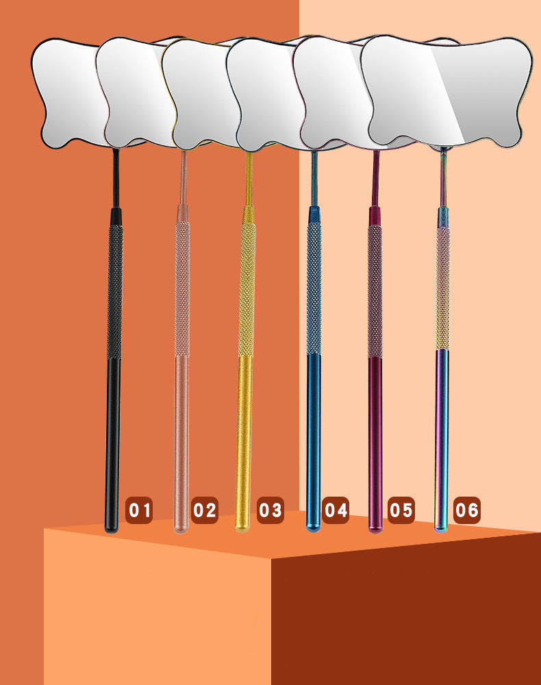 Hot-Selling Cross-Border Stainless Steel Grafting Flowering Auxiliary Tool Special Makeup Beauty Mirror Eyelash Inspection Mirror Eyelash Extensions