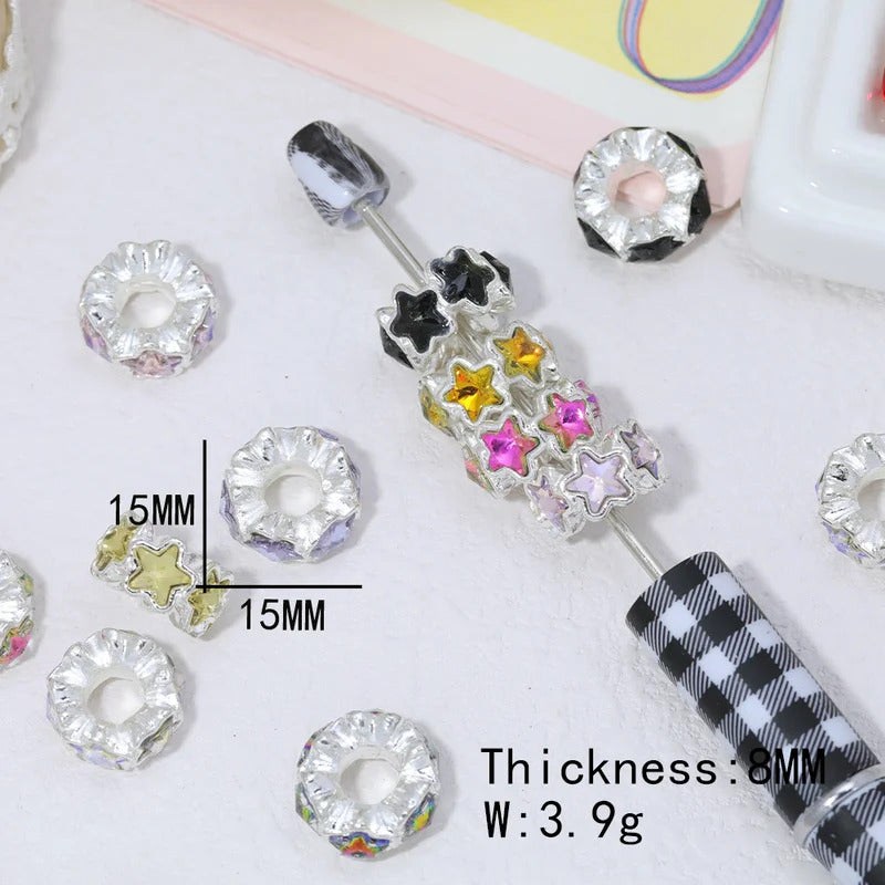 Cordial Handmade 15*15MM 50Pcs DIY Hand Made/Star Shape/Spacers Beads/Rhinestone Effect/Jewelry Findings & Components #18411
