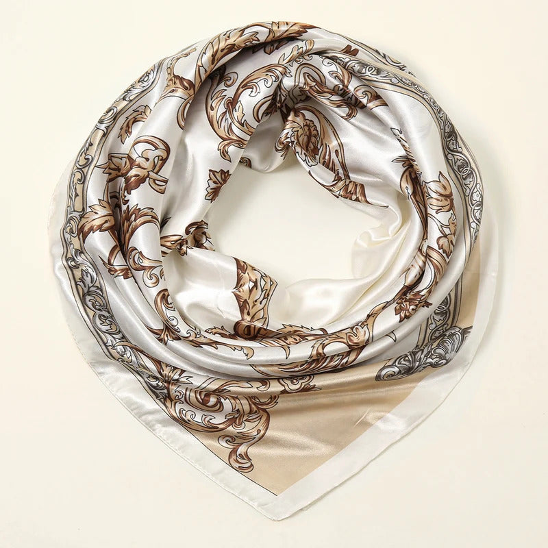 Fashion Scarves Women Shawl Print Silk Satin Hijab Female Bandana Luxury Brand Square Ladies Bandanna Foulard Muffler 90*90cm