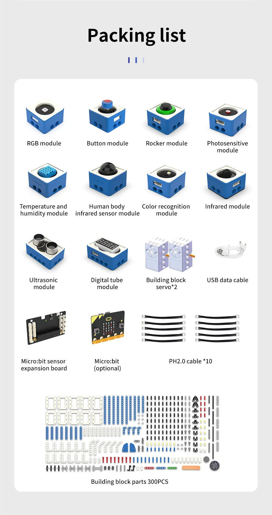Yahboom 21 in 1 Microbit V2 Robotics Kit DIY Electronic Sensor Kit Programmable Toy for Kids Support MakeCode Python Programming