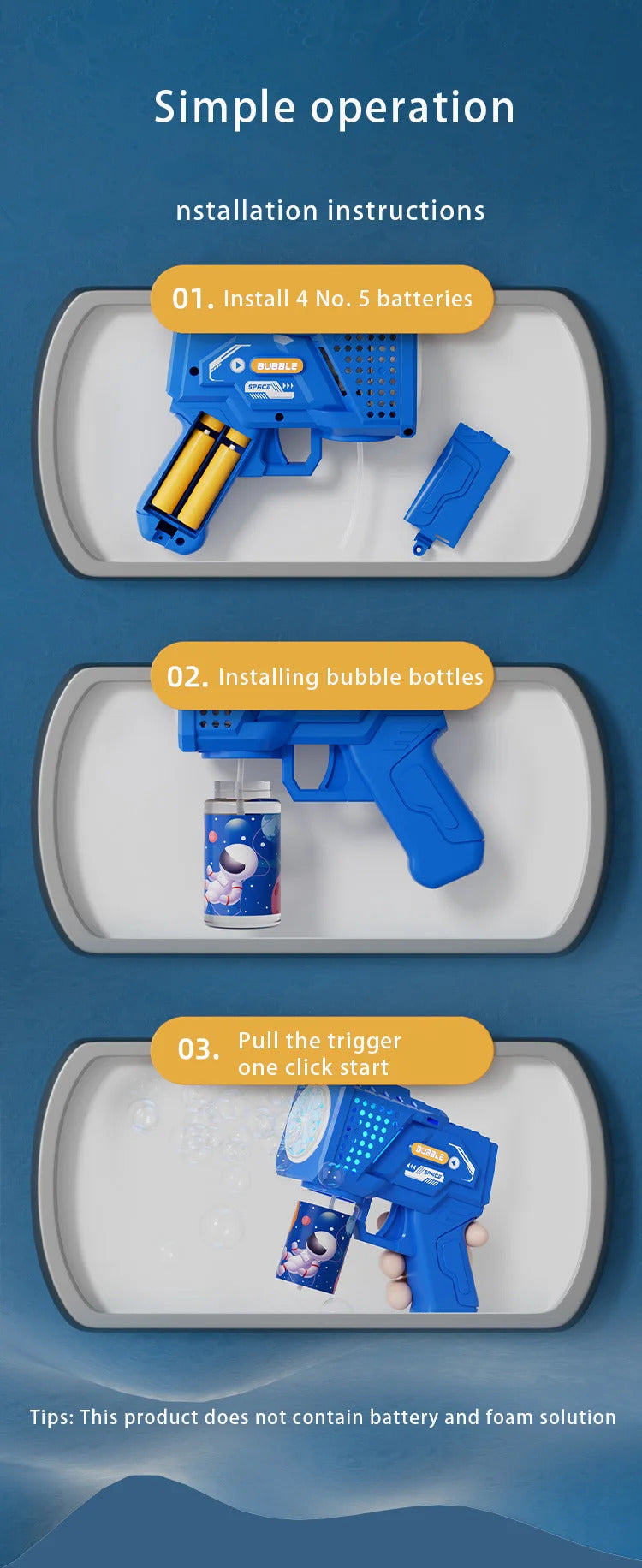 10 hole automatic bubble machine toy children's handheld space bubble gun electric light without battery bubble water