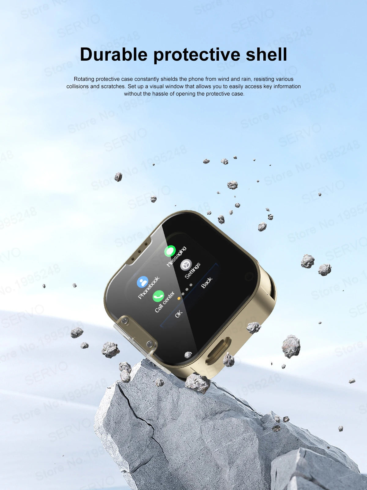 SERVO i19 Rotate Small Box Touch Mobile Phone 2SIM Standby Magic Voice Bluetooth Sync Music Torch Mini Rotation Cellphone Type-C