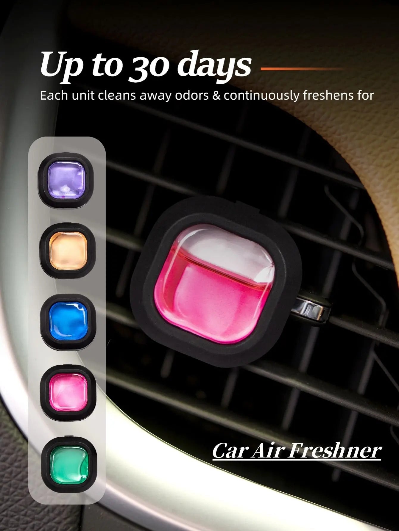 Long-Lasting Car Air Freshener Vent Clip Essential Oil Scented Odor Eliminator 0.14oz Alcohol-Free Fragrance for Fresh Car Smell