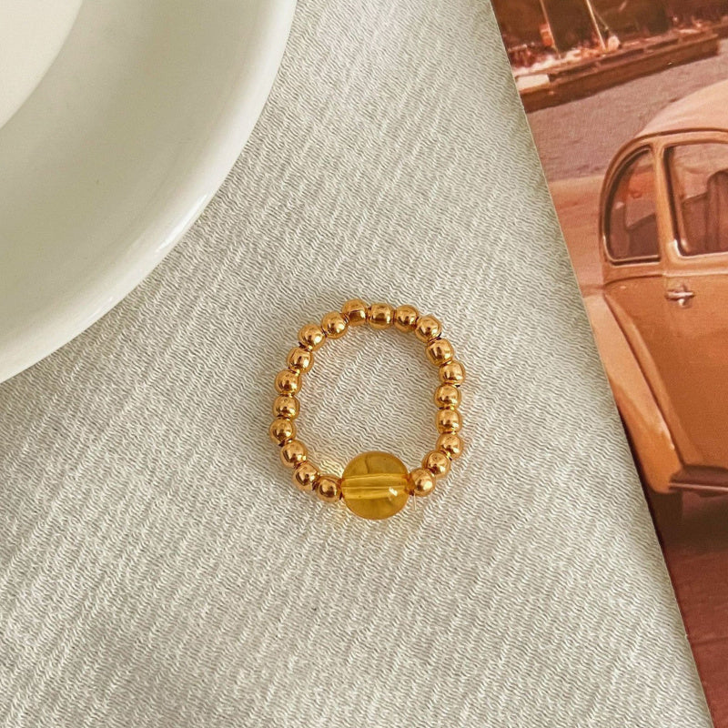 Color Crystal Beaded Ring Niche Design High-grade Finger Ring Light Luxury Elegant All-match Ring Accessories