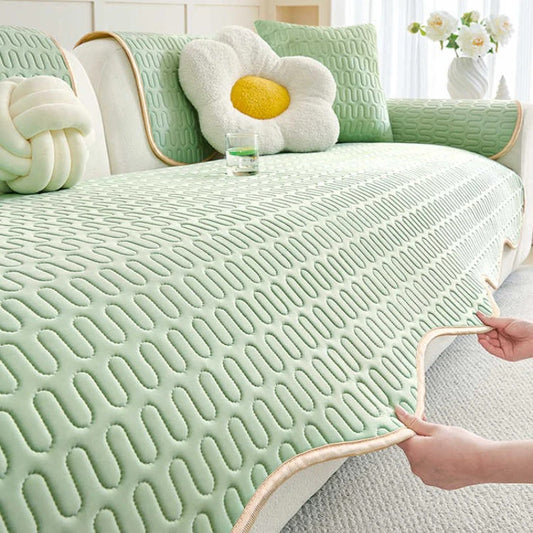 Solid Color Ice Silk Sofa Cushion Covers Summer Breathable Universal Seat Pad Non-slip L Shaped Sofa Cover for Living Room Decor