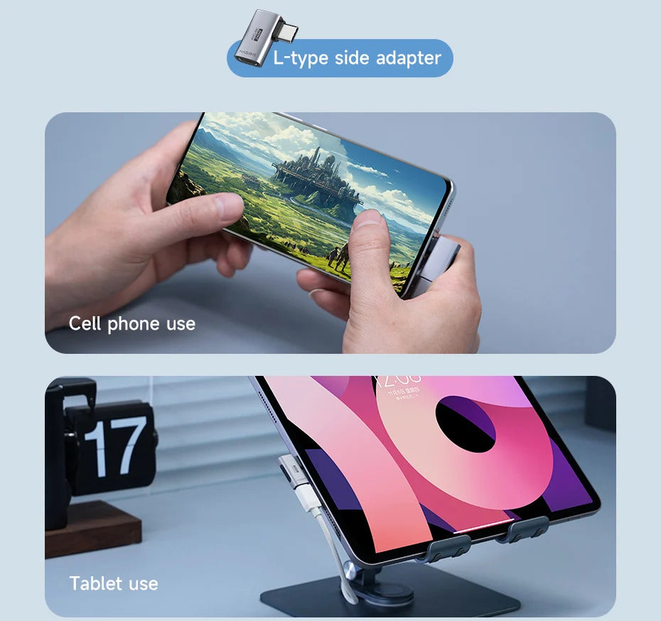 Hagibis 240W USB C to C Adapter 40Gbps 8K 60Hz 90 Degree Converter USB4 Adapter for Thunderbolt 4/3 MacBook iPhone 16 Pro Tablet