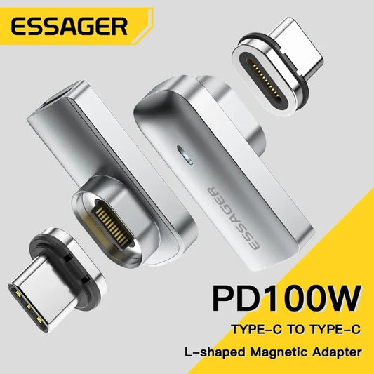 Essager PD 100W Magnetic USB C OTG Adapter Fast Charging Type C Magnet Connector 20Gbp Data Sync 4K@60Hz For Macbook Laptop