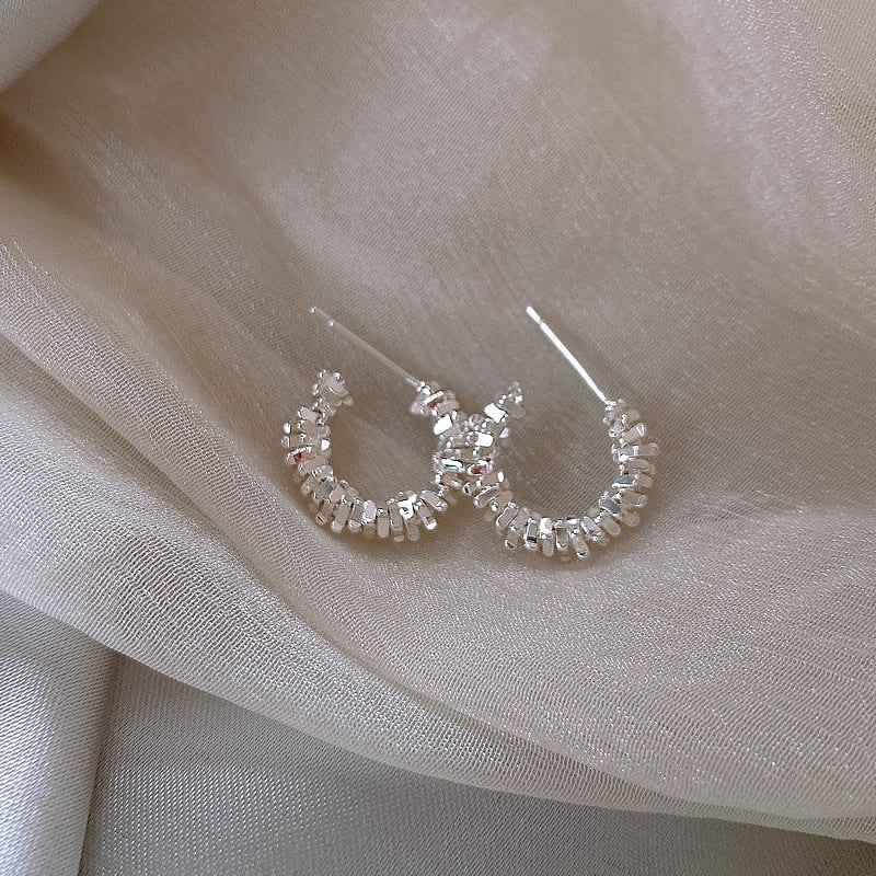 Metal Big Circle Earrings Women's Hong Kong Fashion Women's Ear Jewelry S925 Silver Needle