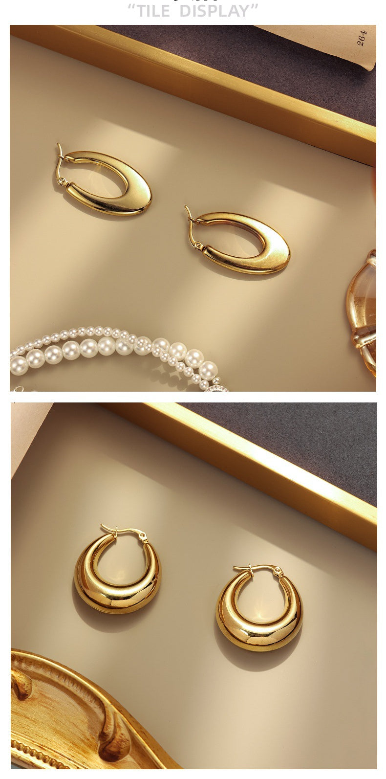 Hot Selling Stainless Steel Geometric Solid Smooth Earrings Fashion Simple High-end Gold Ear Buckle Ear Jewelry