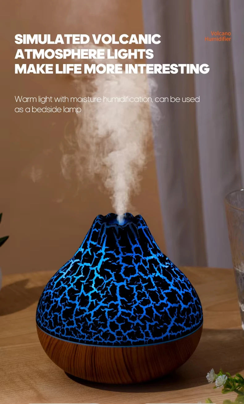 Air Humidifier Volcano Aroma Diffuser USB Water Mist Diffuser Purifier Air Freshener Nebulizer with Colorful Night Light
