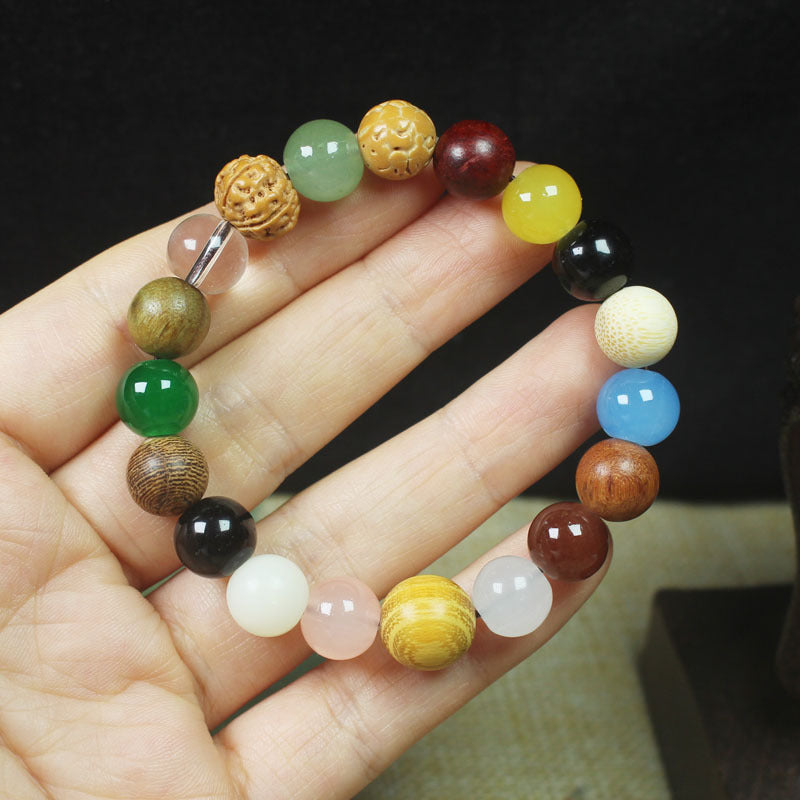 Lingyin New Eighteen Seeds Bodhi Bracelet for Men and Women Couples Bracelet Eighteen Seeds Buddha Beads 18 Seeds Multi-Treasure Bodhi