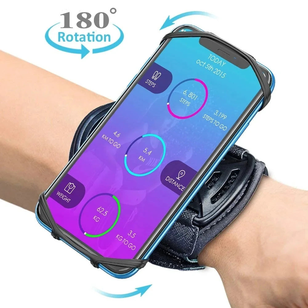 Wristband Phone Holder 180°Rotatable Universal Sports Wristband for iPhone Running Armband for Samsung For OPPO Hiking Biking