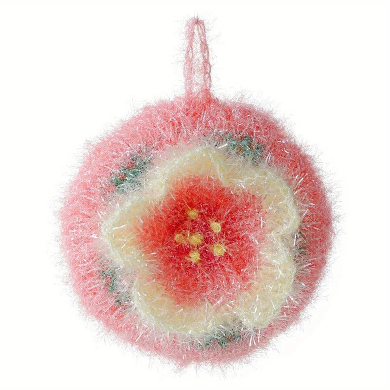 Colorful pearl shaped dishwashing cloth - hand crocheted kitchen cleaning cloth, reusable and fun to design