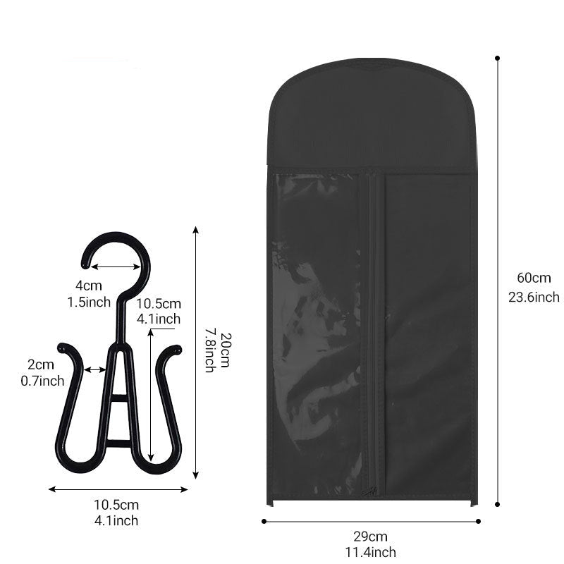 Cross-Border Foreign Trade Non-Woven Wig Storage Dustproof Cover Bag Transparent PVC Wig Hanging Display Storage Rack