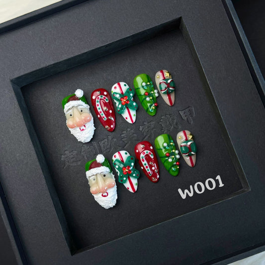 Nail Stickers Wearable Nail Tips Purely Handmade Pinch Design Christmas European and American Cross-Border Wholesale
