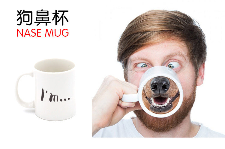 NosePiggymug Creative Prank Funny Pig Nose Dog Nose Cup Creative Ceramic Mug Water Cup Coffee Cup