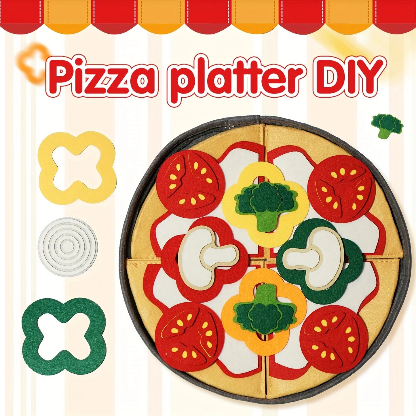 41-Piece/SET Felt Pizza Playset For Kids - Interactive Kitchen Toy Set  For Boys & Girls, Birthday Christmas Gift For Ages 3-6
