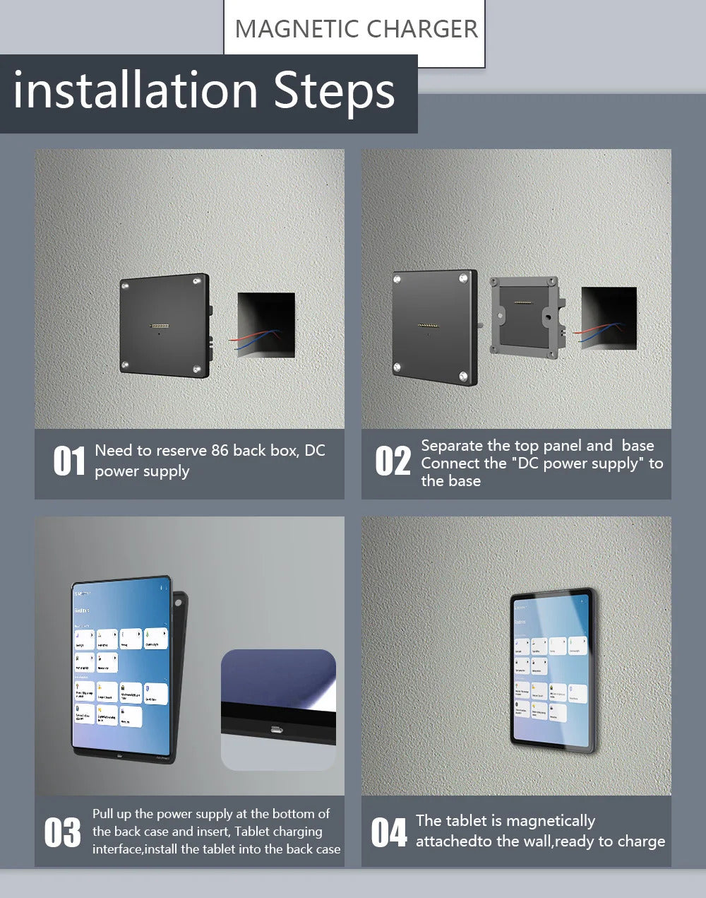 For Samsung Galaxy Tab S9 FE 10.9 inch Stand Wall Mount Tablet Stand 18W Fast Charging Magnetic Wireless Rotatable