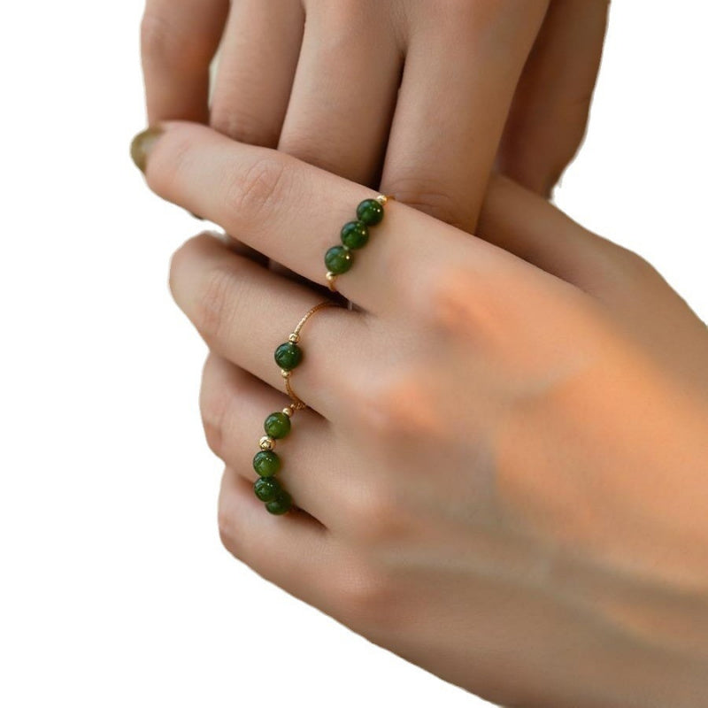 Cool Sensation Emerald Tourmaline Ring for Women, Light Luxury Niche Unique Design, High Aesthetic Retro Index Finger Ring