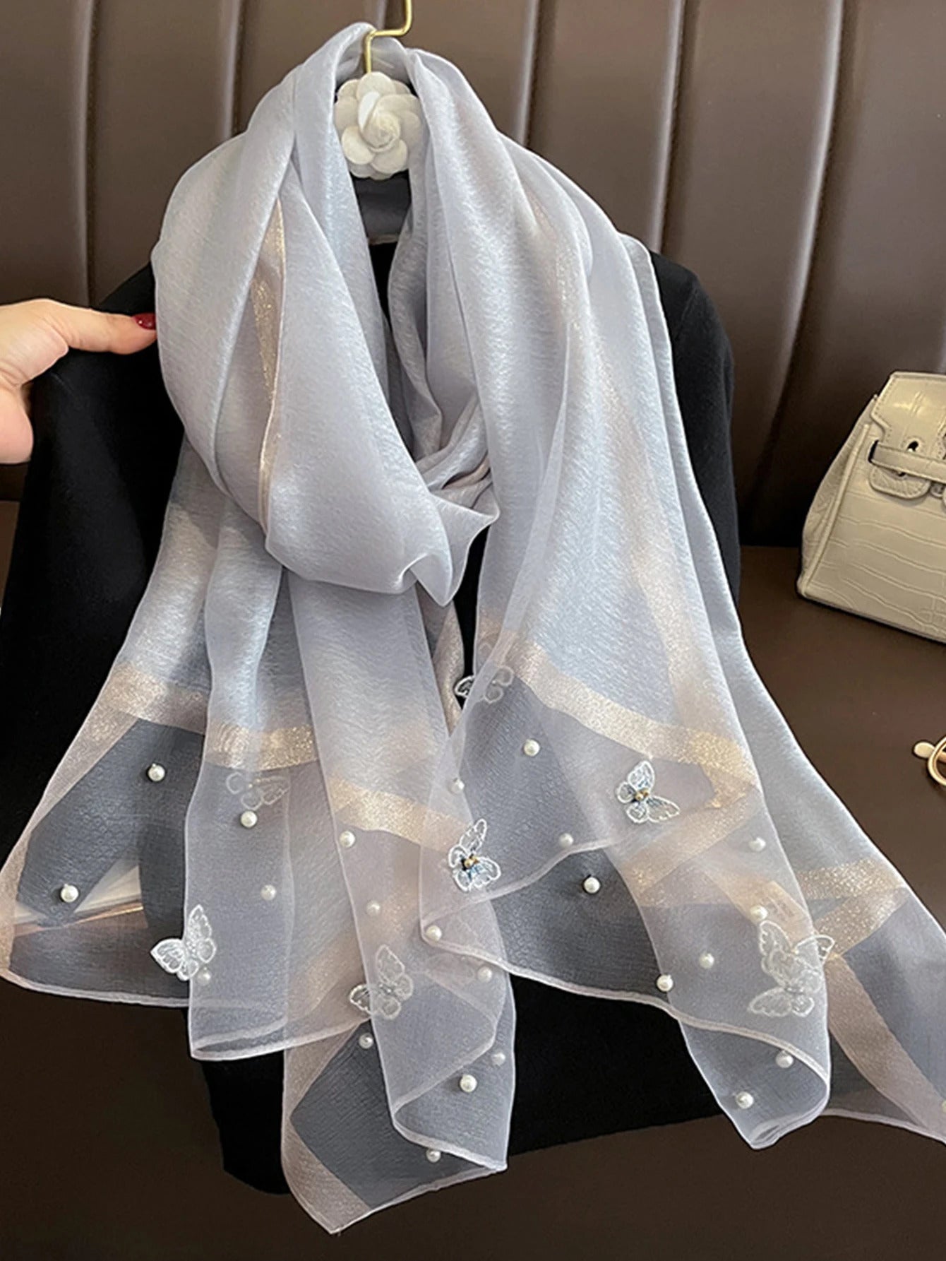 Fashion Floral Design Embroidery Silk Scarf Women Hijab Female Foulard Pashmina Long Beach Stoles Shawl Wrap Scarves Bandana