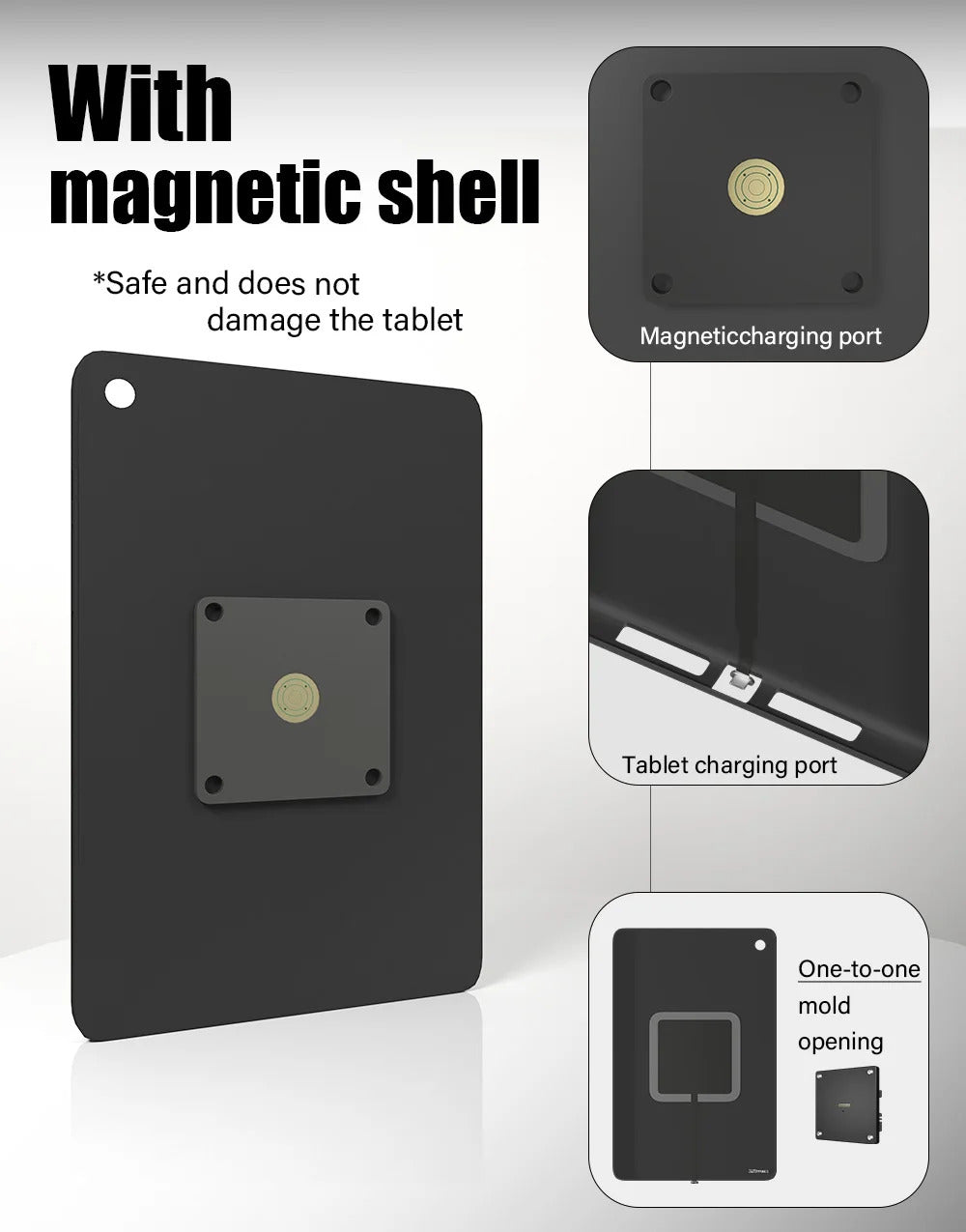 For Samsung Galaxy Tab S9 FE 10.9 inch Stand Wall Mount Tablet Stand 18W Fast Charging Magnetic Wireless Rotatable