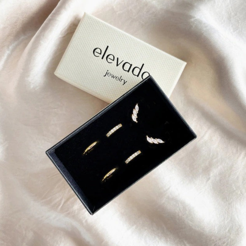 Ear Buckle Copper Plated Real Gold Micro-inlaid Zircon Fashion Women's Earrings Ear Buckle suit Earrings