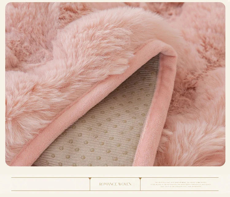 Rabbit Plush Sofa Cover Winter Thickening Warm Plush Cushions Non-Slip Living Room Leather Sofa Backrest Armrests Super Soft