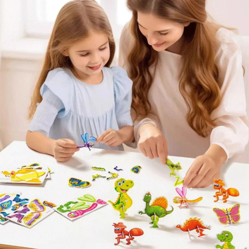 30Pcs 3D Dinosaur Jungle Animal Paper Puzzle Set Creative Cartoon Design Learning and Entertainment Puzzle Education