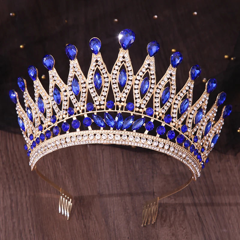 Royal Queen Purple Crown Big Diadem Bride Tiara Crowns for Women Bridal Wedding Party Combs Crown Hair Dress Jewelry Accessori