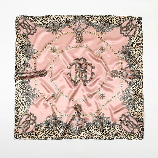 90*90cm Silk Satin Square Scarf Women Leopard Printed Headband Luxury Designers Scarf Handkerchief Foulard Silk Hair Band