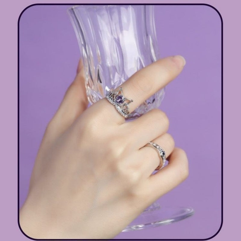 Couple's Ring Love About Kulomi Ring Opening Adjustable Inlay Purple Diamond Fashion All-match Elegant