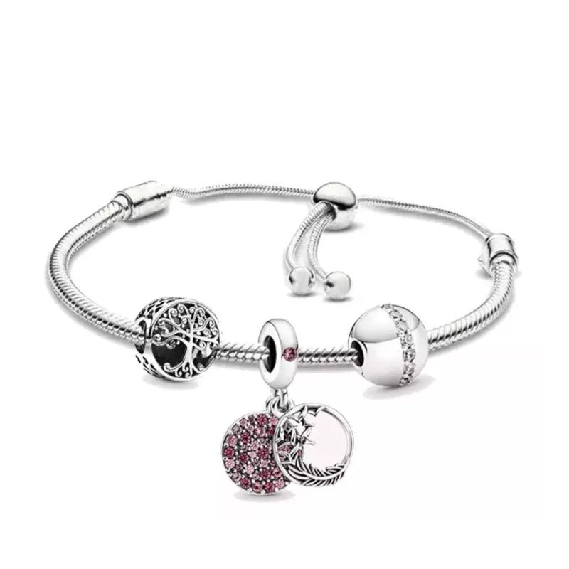 Luxurious 100%925 sterling silver original cute animal charm bead DIY set bracelet, high-end birthday gift jewelry for women