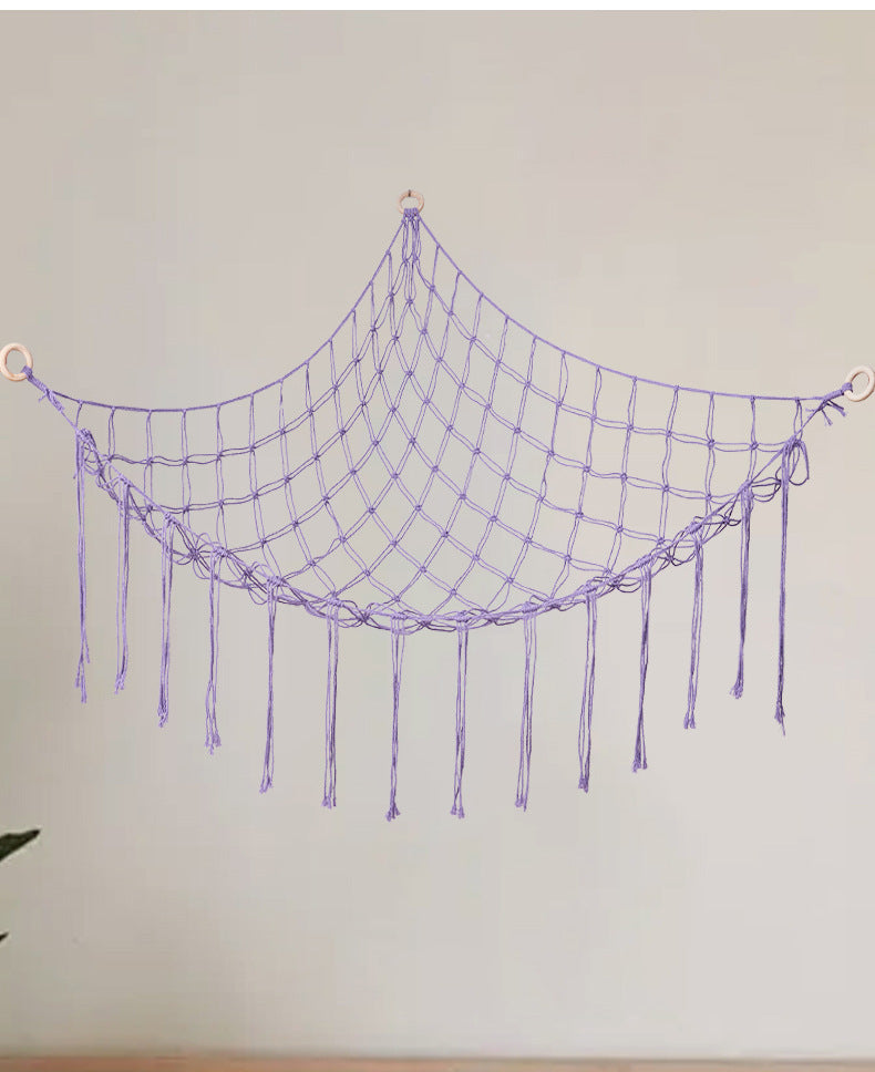 Handwoven Children's Room Corner Toy Storage Hammock Bedroom Decoration Triangle Plush Toy Storage Net