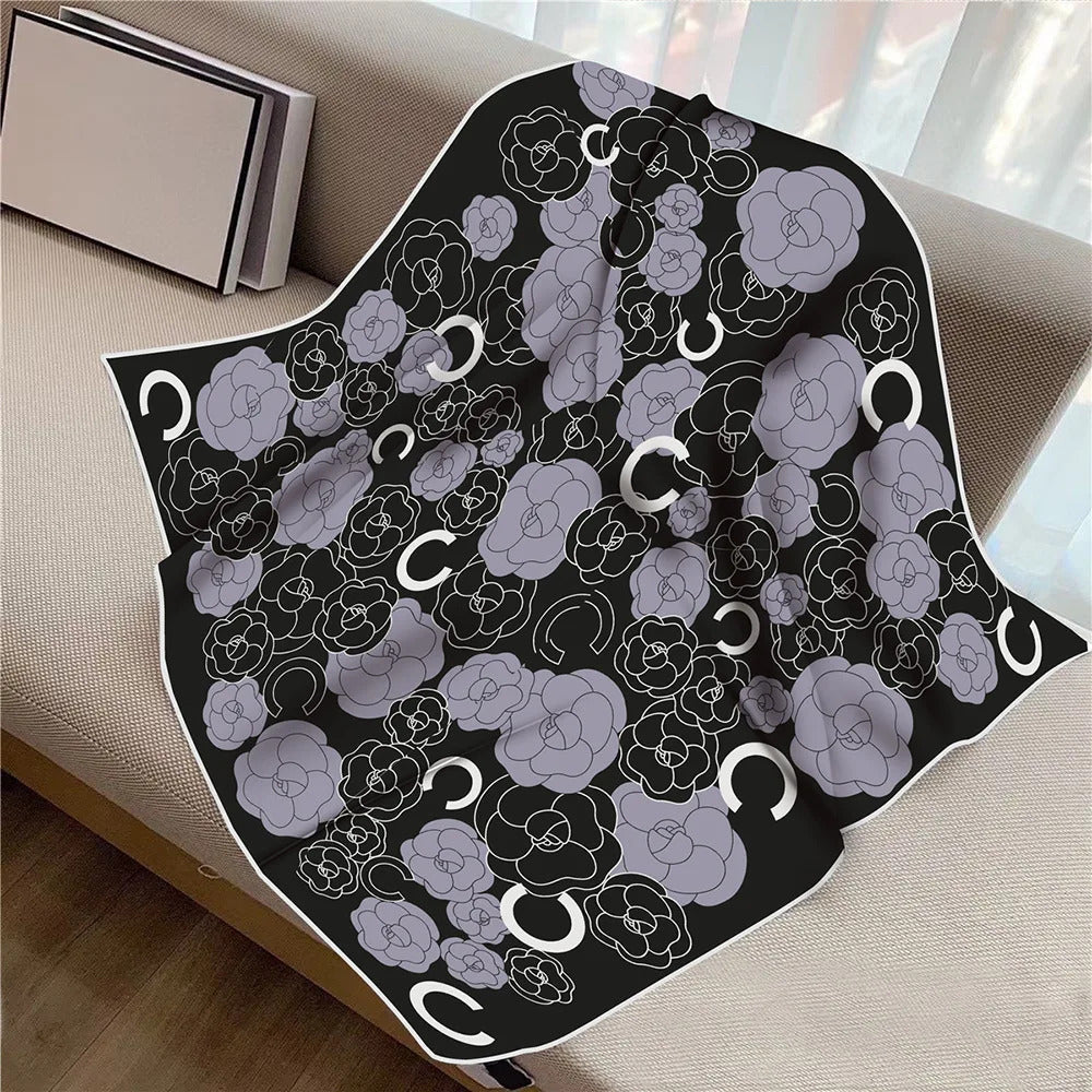 Fashion Graffiti Neckerchief Luxury Square Scarf for Women Silk Shawl Satin Hijab Wraps Hair Bands Headband Bandana Ribbon