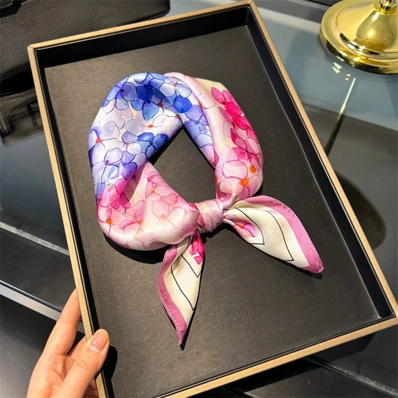 Scarf 100% Silk Bandana Women Square Scarves Wrap Kerchief Mulberry Spring Fashion Luxury High Quality Headband Hijab Shawls